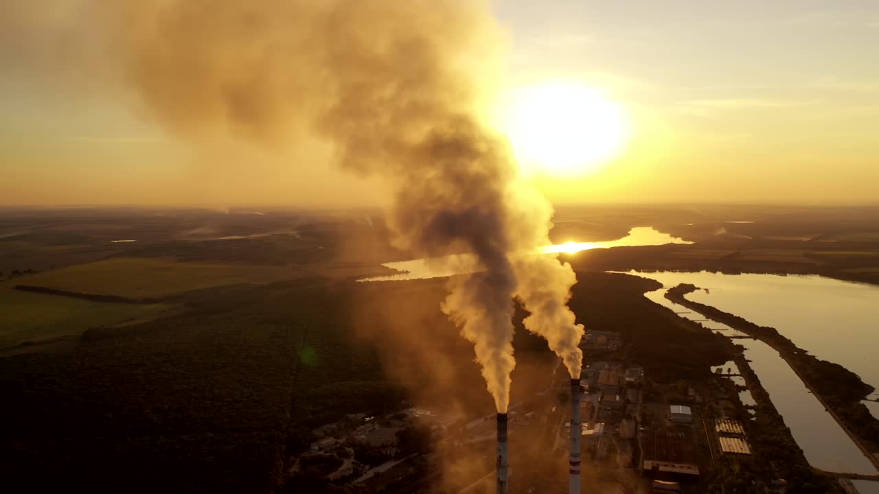 Smoking pipes of factory. Smoking factory chimney and plant pipe