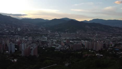 beautiful sunset over a city in south america
