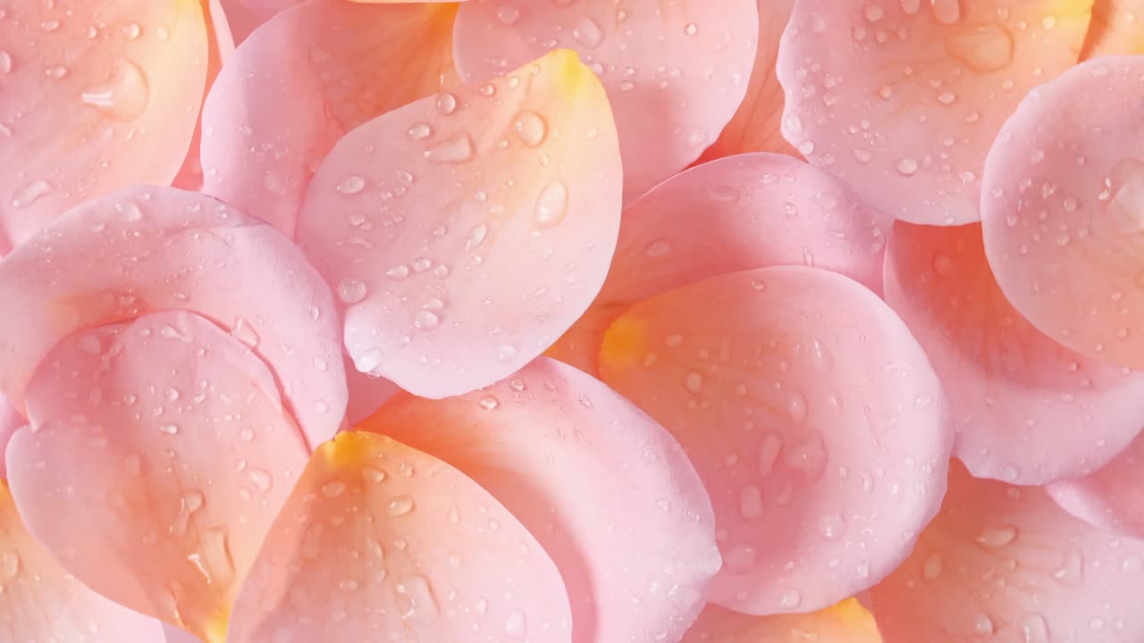 Rose pink petals rotating. Slow motion. Macro shot. Holiday backdrop, Valentine's Day concept.