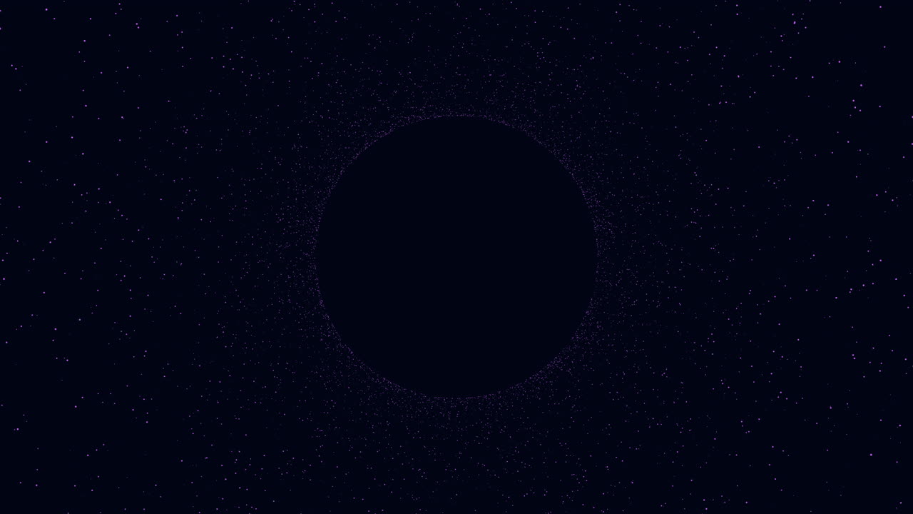 círculo negro minimalista con punto blanco y puntos blancos circundantes