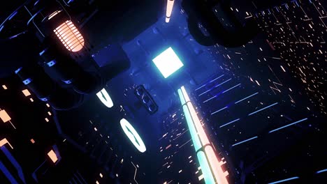 neon glowing cyberpunk tunnel