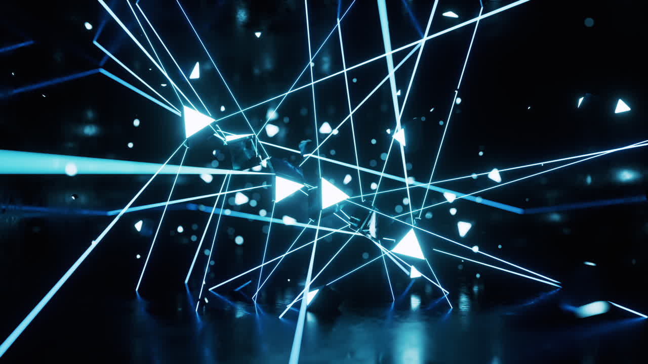 Glowing neon lights stage, 3d rendering.