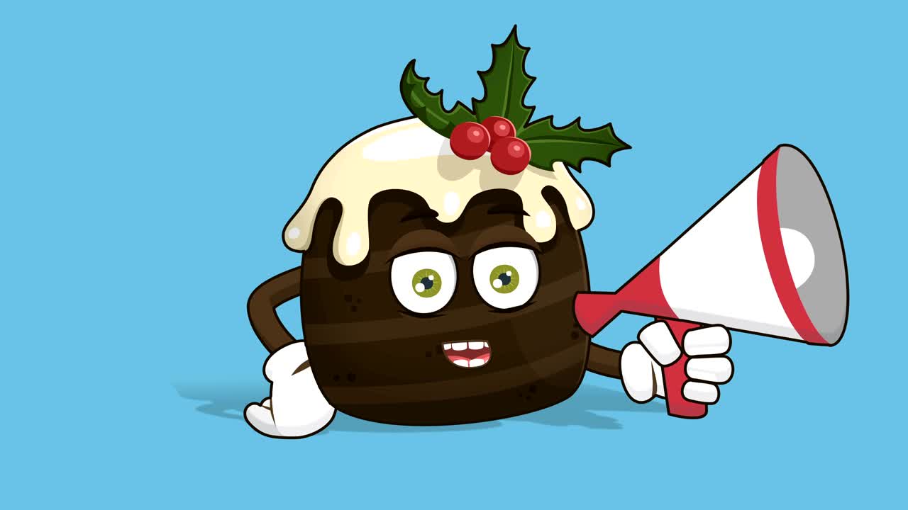 만화 크리스마스 케이크 스피커 메가폰 얼굴 애니메이션 알파 매트