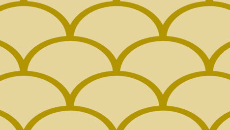 animation of gold pattern of semi circles scrolling seamlessly on beige background