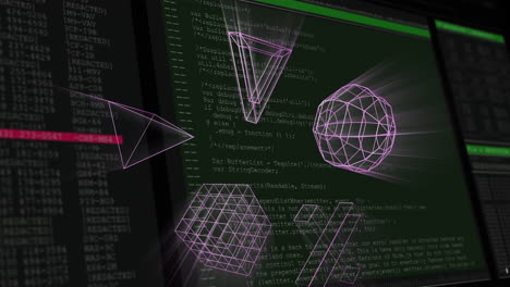 animación de formas 3d que se mueven sobre el procesamiento de datos