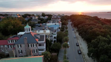 salida aérea al amanecer del battery park en charleston sc, carolina del sur