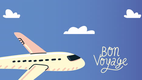 bon voyage lettering with airplane flying