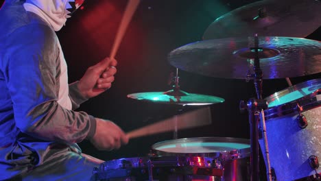 shark costume drummer on stage