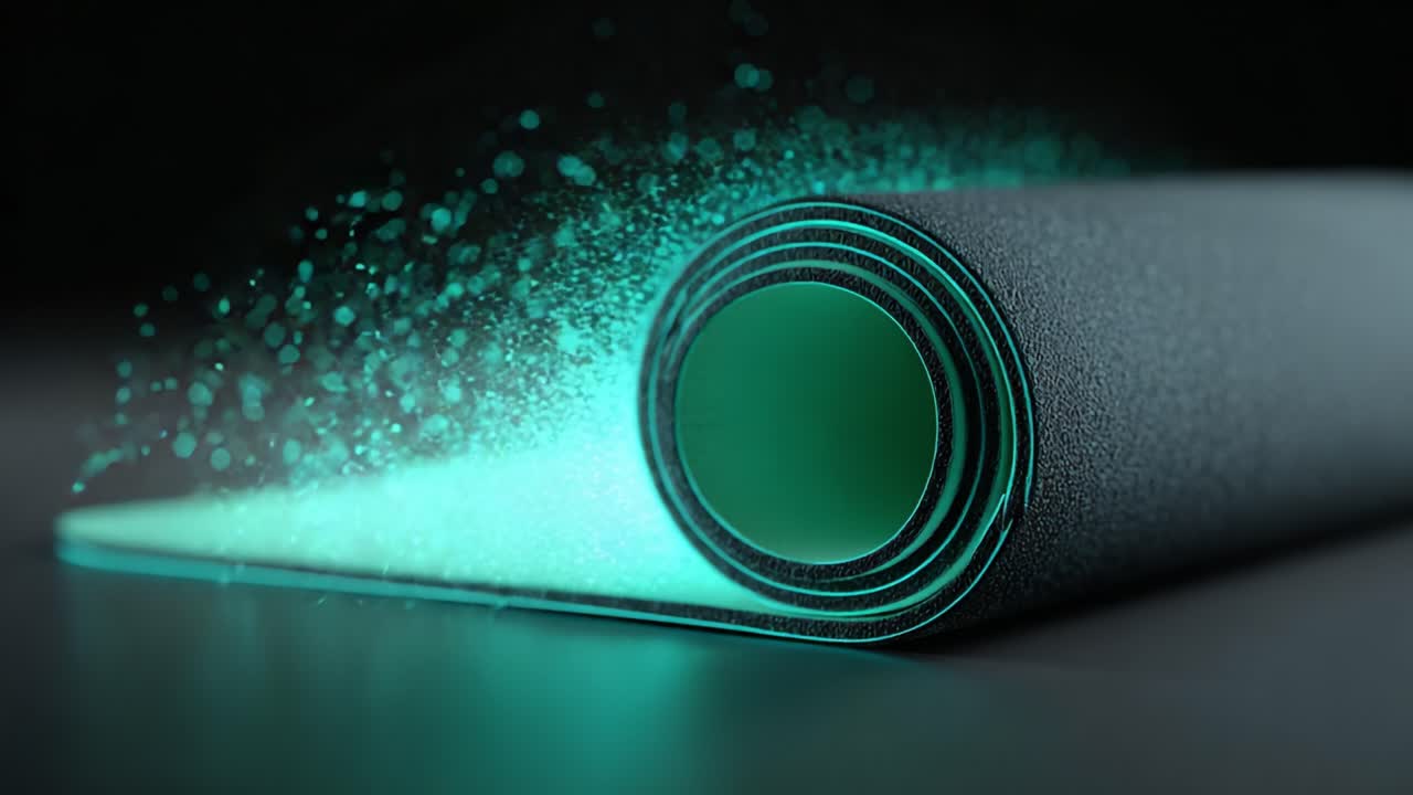A captivating close-up of a rolled exercise mat showcasing its textured surface and vibrant colors, highlighting fitness and active lifestyle themes in a visually appealing manner