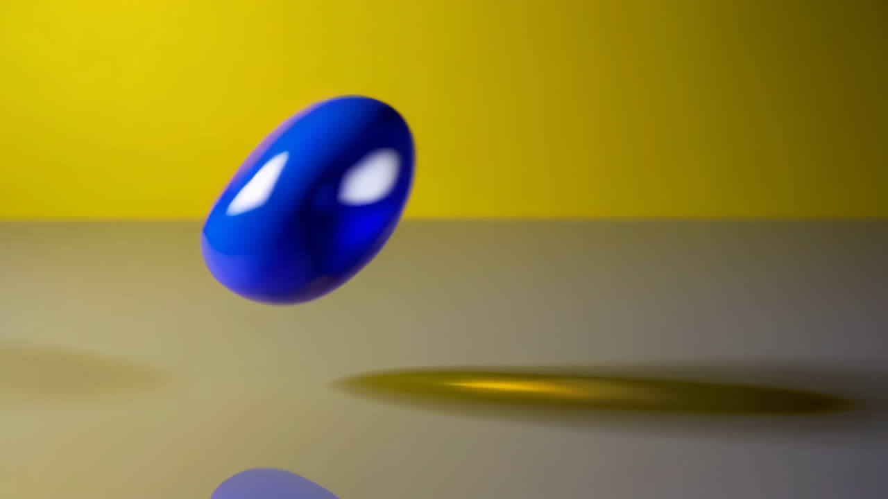 Blue Sphere on Yellow Background