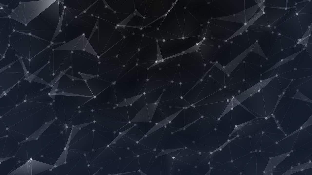 Abstract dark blue background with plexus motion graphic digital connection moving dots and lines. Technology background concept. Network connection structure. 4K 3D Seamless loop plexus effect.