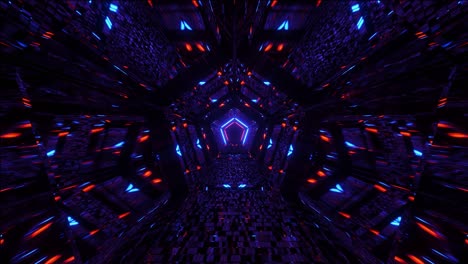 túnel en forma de pentágono de neón colorido. bucle sin interrupción