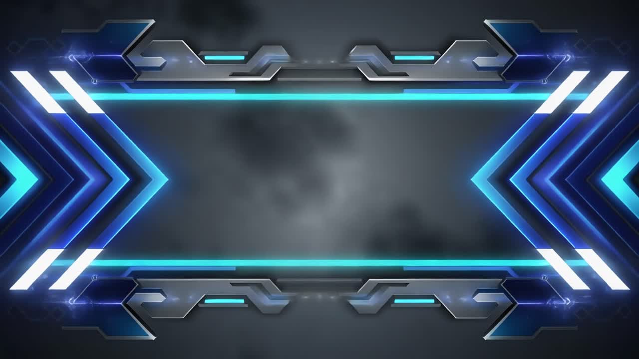 Cornice tecnologica futuristica animata con linee blu luminose
