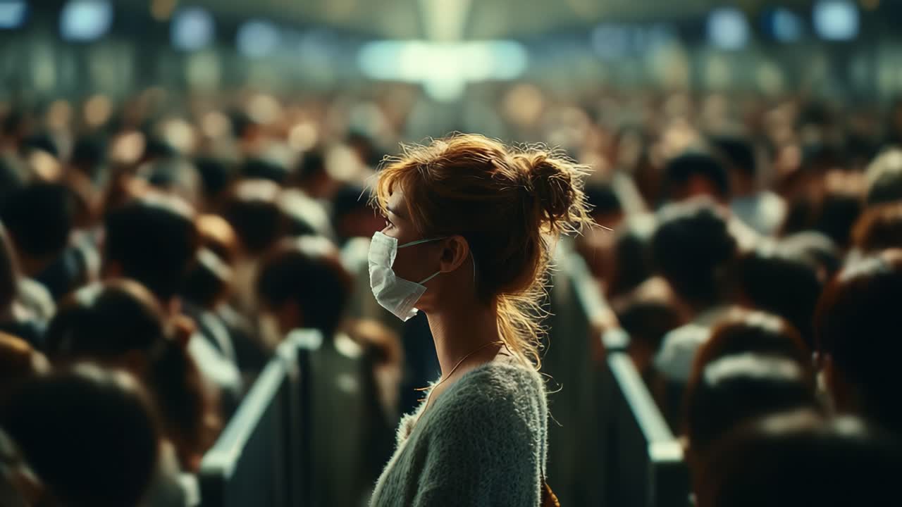 In a Sea of Faces: Capturing the Solitude of an Individual in a Crowded Space Amidst a Pandemic Atmosphere, Highlighting the Experience of Isolation and Observation