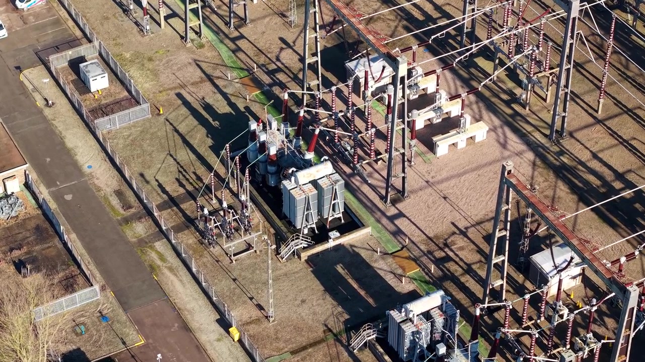 Aerial Shot of Luton Electrical Grid and Substation Shock Absorbers