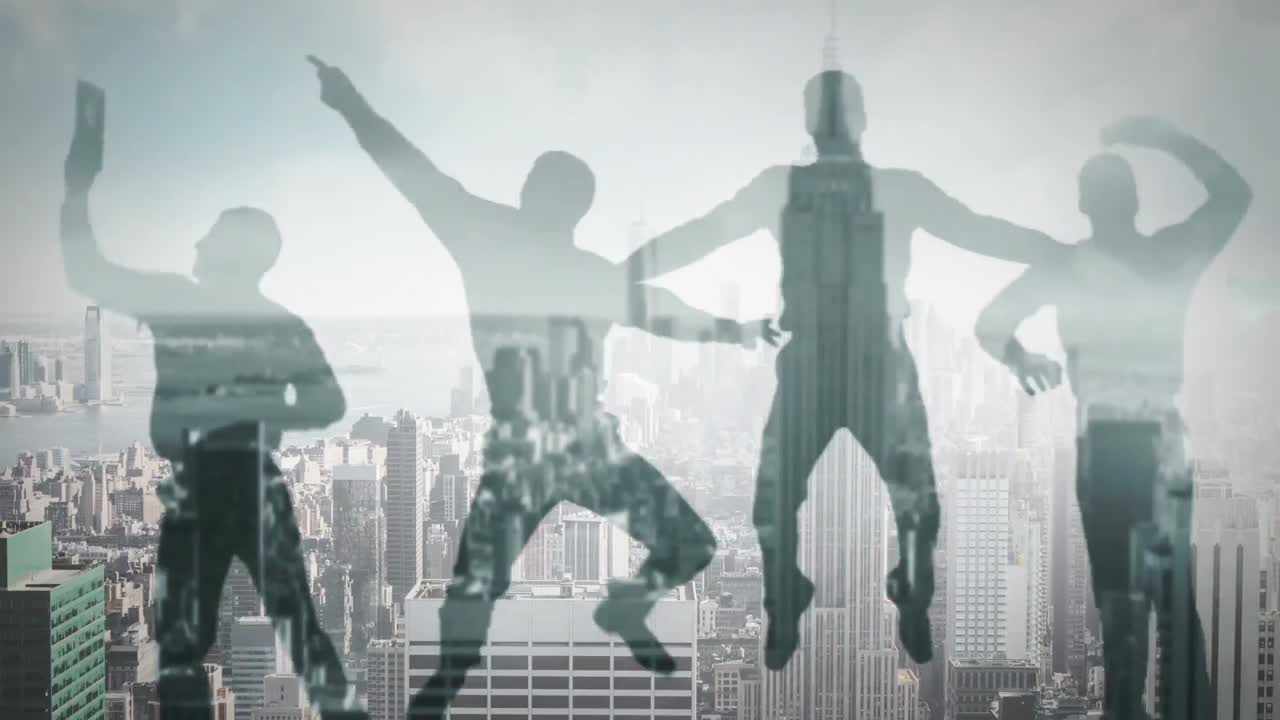 점프하는 사업가의 시리즈가 느린 동작으로