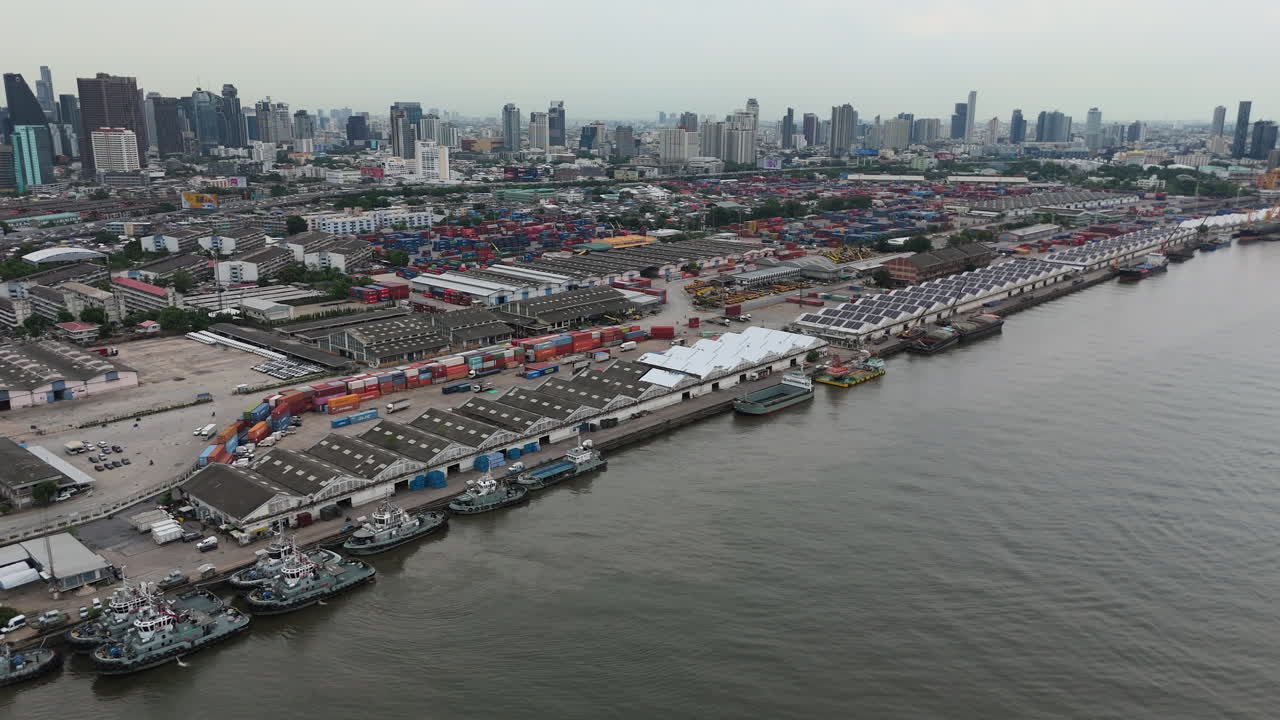 Drone Shot Over Khlong Toei Port (Bangkok Port) In Thailand