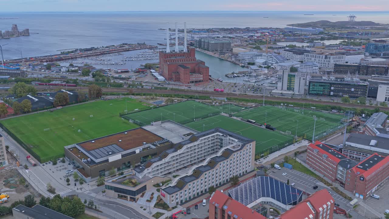 Bylandskab i fugleperspektiv af København, Danmarks gader, pladser og spir.