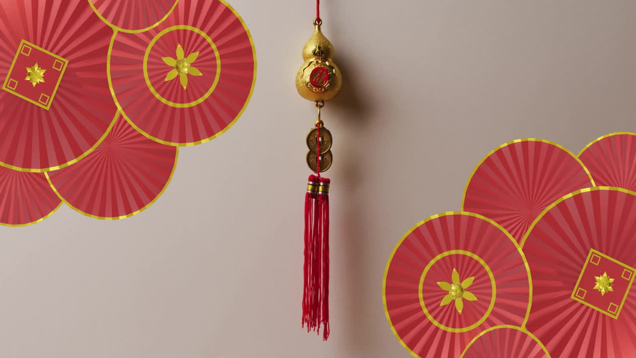 Animação de padrão chinês com espaço para texto em fundo branco