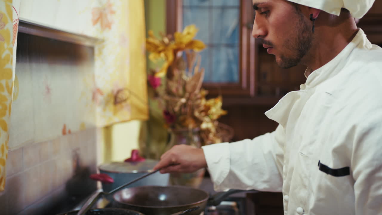 Chef cooking in a home kitchen