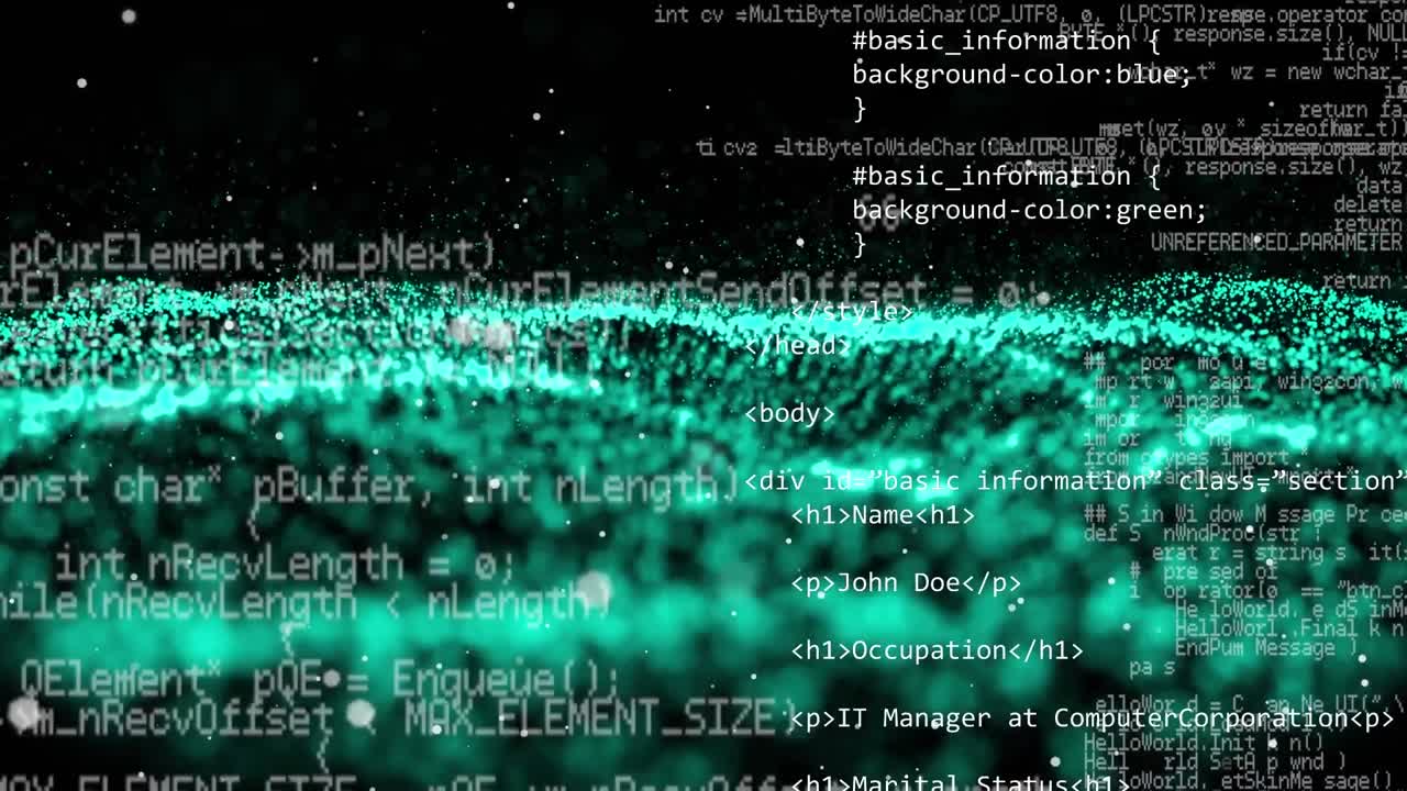 animación de la malla verde y procesamiento de datos