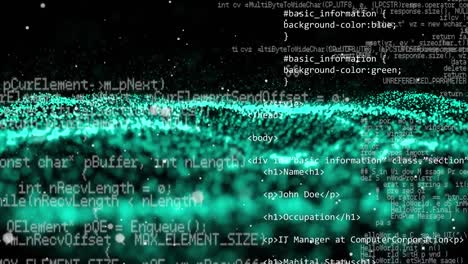 animazione della maglia verde e elaborazione dei dati