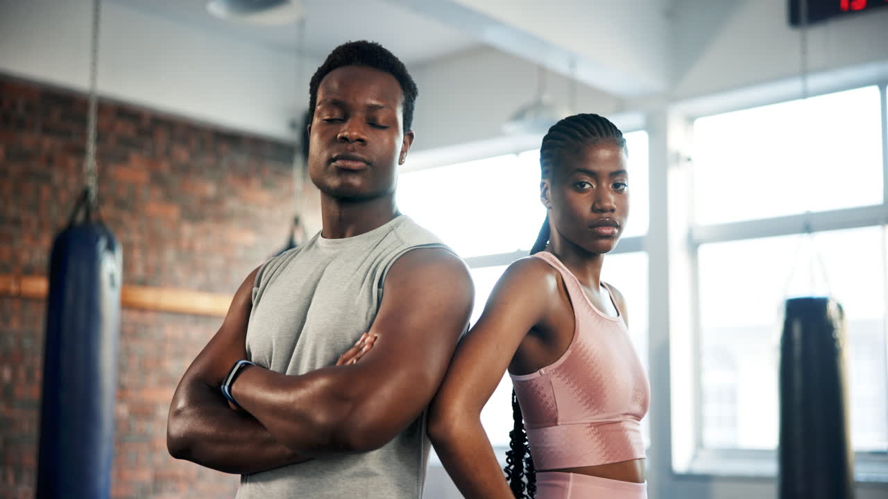 Gym, confident and black people serious