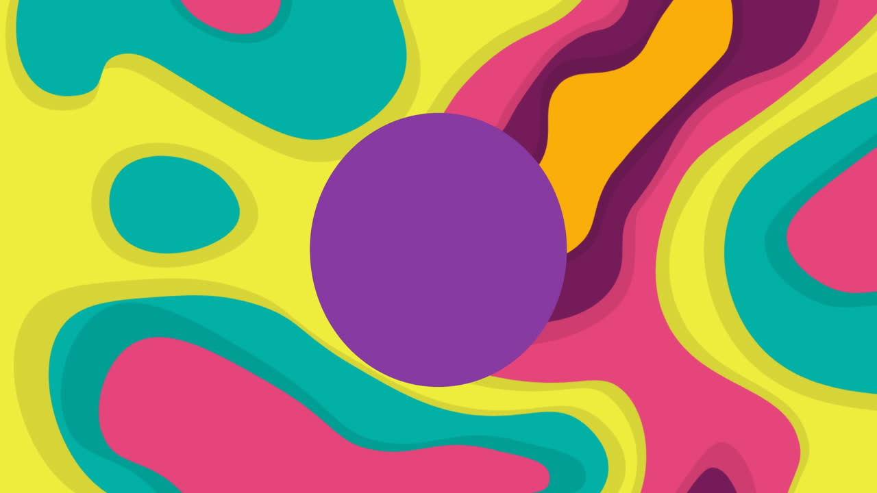 animación de un círculo púrpura sobre un patrón retro de neón