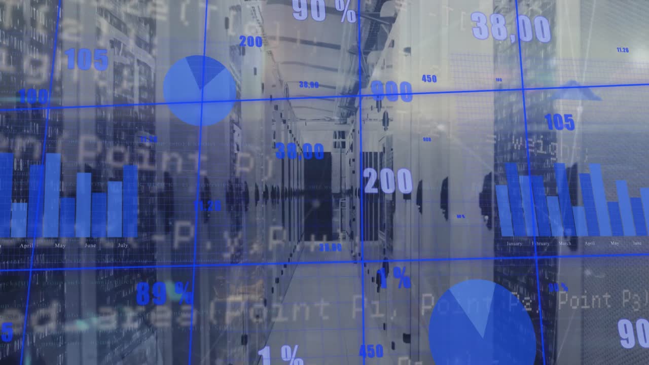 컴퓨터 서버  ⁇ 에 대한 그리드 네트워크를 통해 통계 데이터 처리의 애니메이션