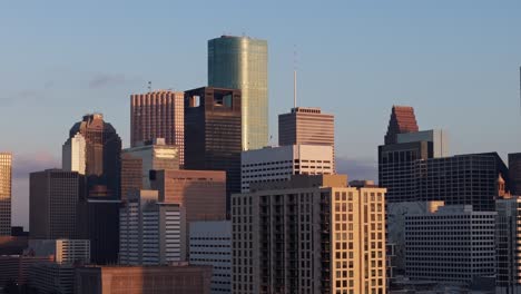 view of downtown houston, texas, usa. buildings and skyline in the morning.