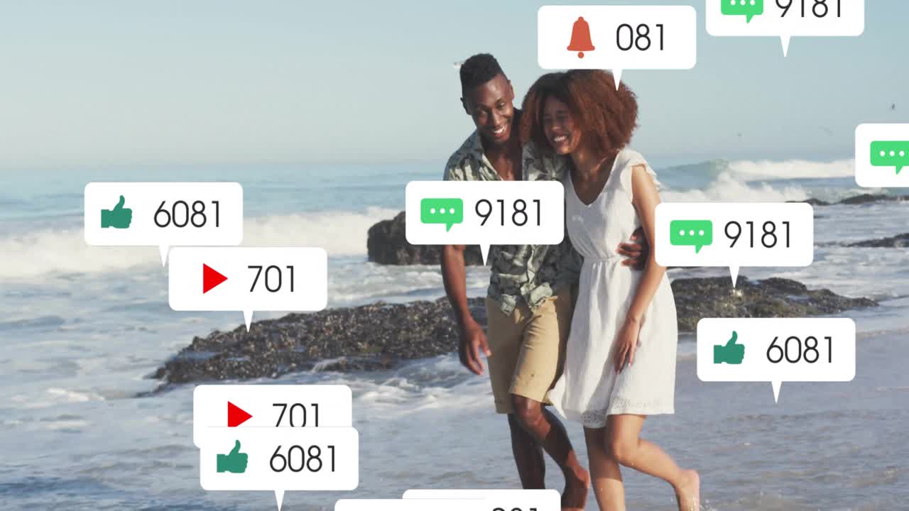 Man walking shoreline cupping face and kissing causing social media alerts swirling around couple