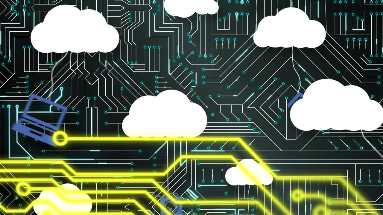 Animation of paths and clouds over integrated circuit