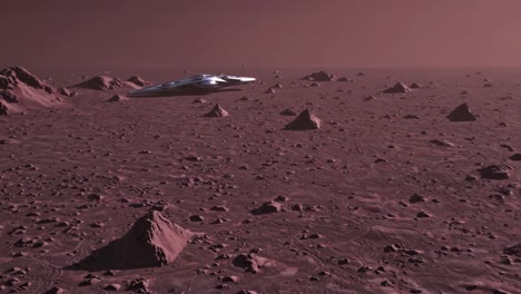 alien spaceship on a red planet