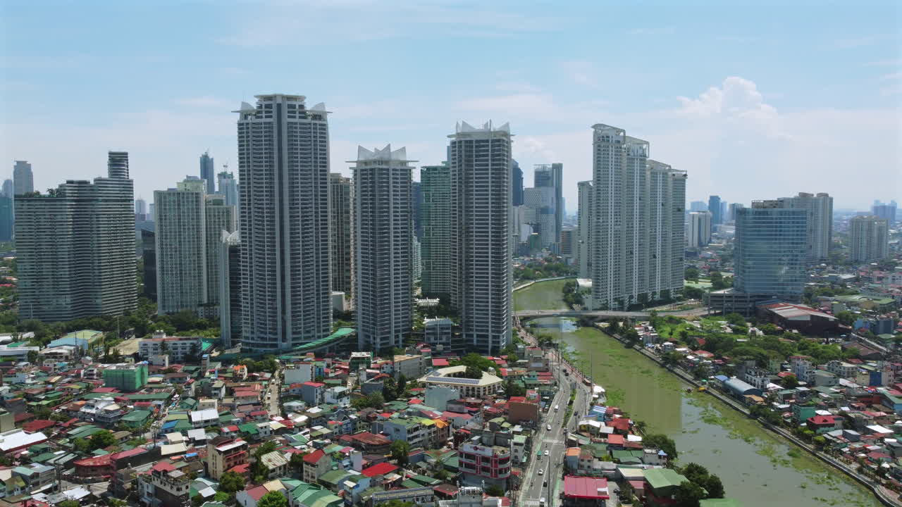 Aerial Shot Rockwell Skyline Pasig River