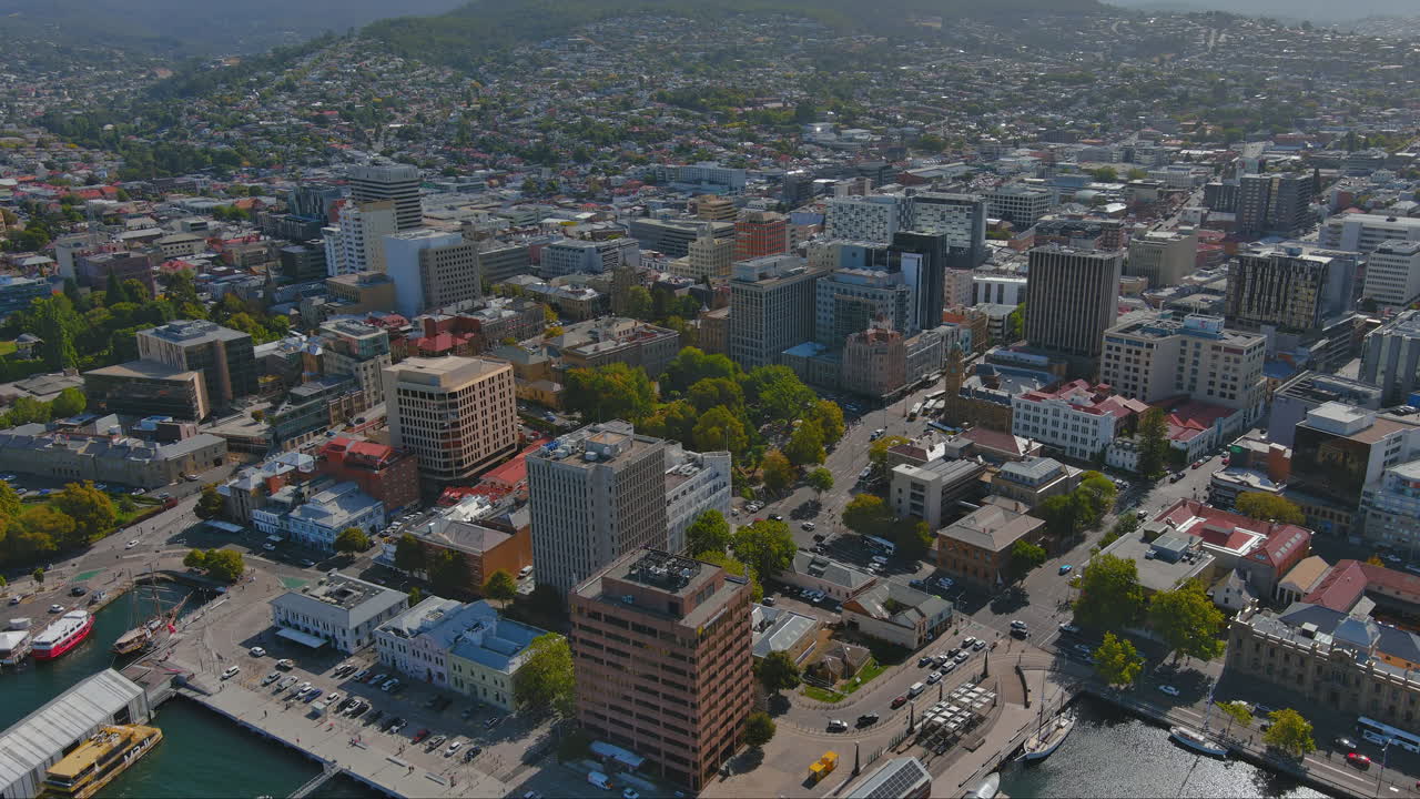 Hobart City and Wharf Aerial