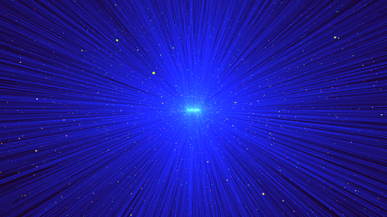 Vibrant blue and white backdrop with a striking yellow star at the core, emitting luminous light beams in every direction, creating a captivating and radiant visual composition
