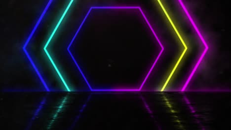 neon geometric shapes on black background