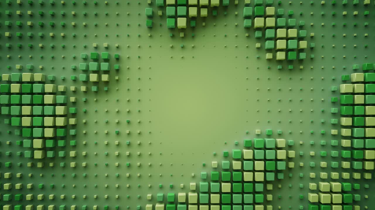 los cubos verdes aparecen rápido bucle sin costuras 3d render