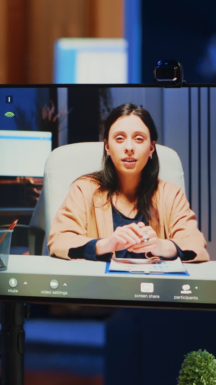 Programmer Participating in Online Video Call with Colleagues