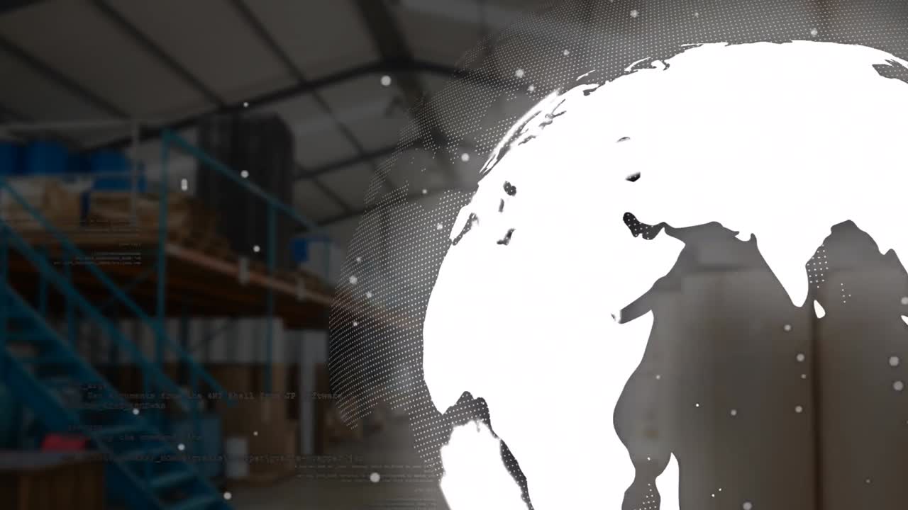 animación de la rotación del globo y puntos sobre el almacén