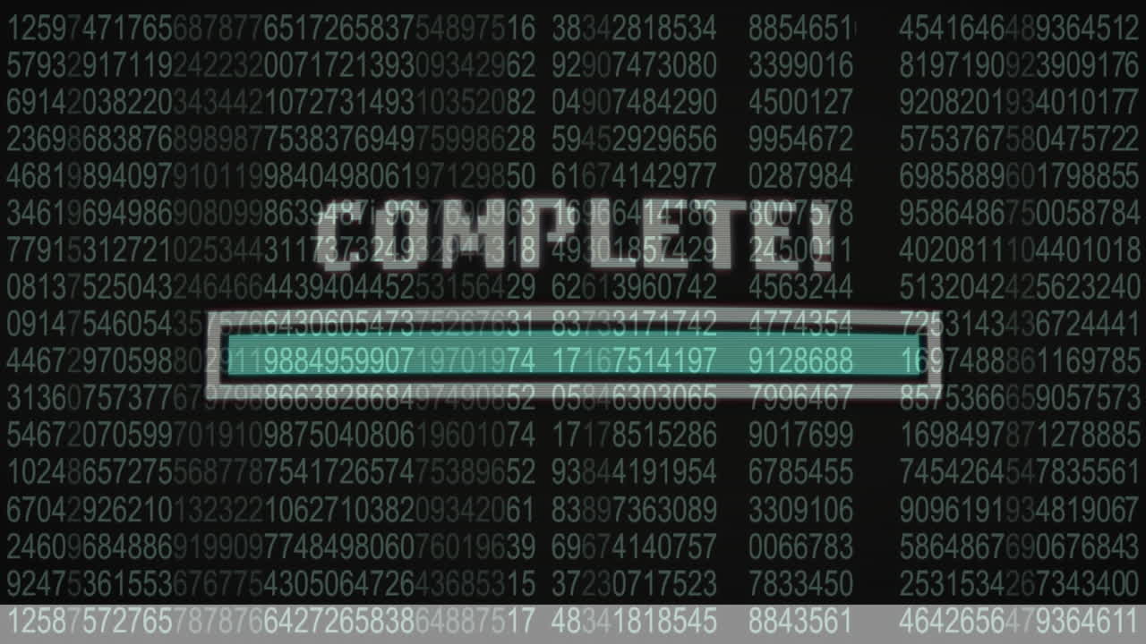 animación de palabras parpadeantes sobre números cambiantes