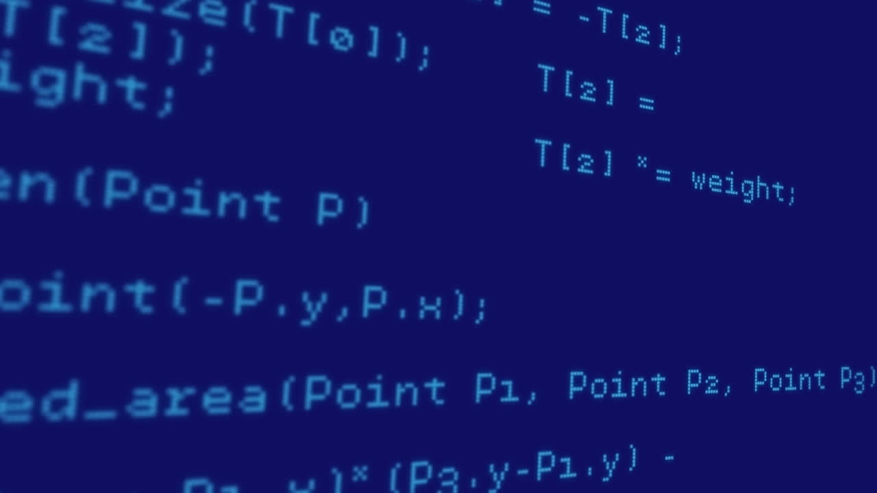 Animation of data processing against blue background