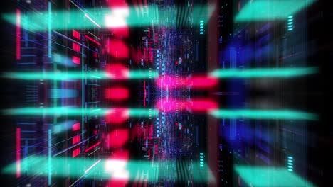 volando sobre un fondo de movimiento abstracto, una placa de circuitos futurista, una placa base digital.