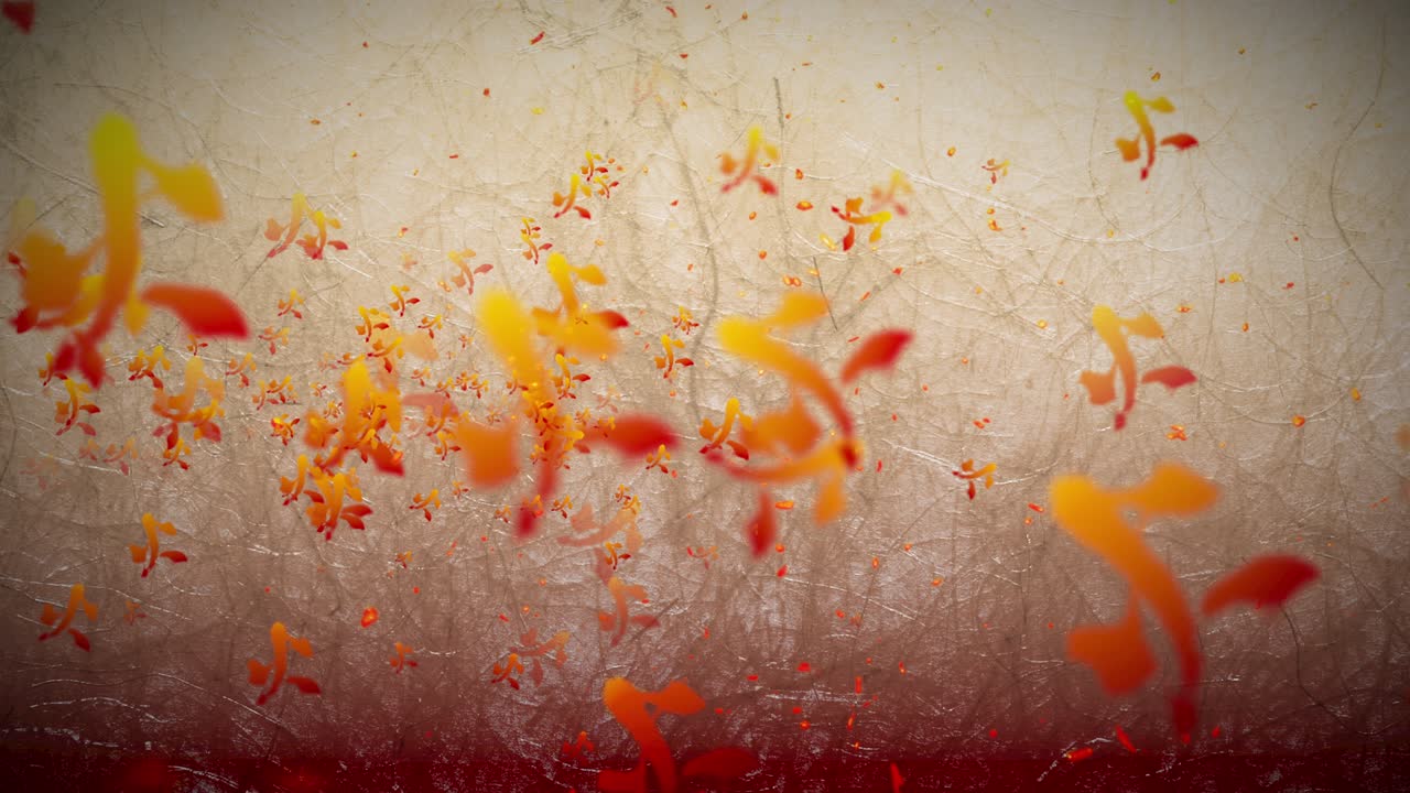 estilo chino japonés pincel de escritura de fuego partículas de bucle de animación de fondo