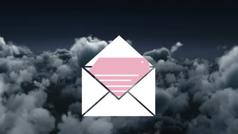 animación del icono de correo electrónico sobre las nubes