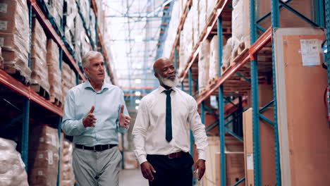 businessmen in a warehouse