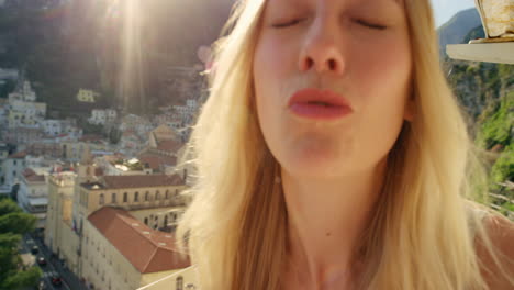 woman enjoying the view of a italian city