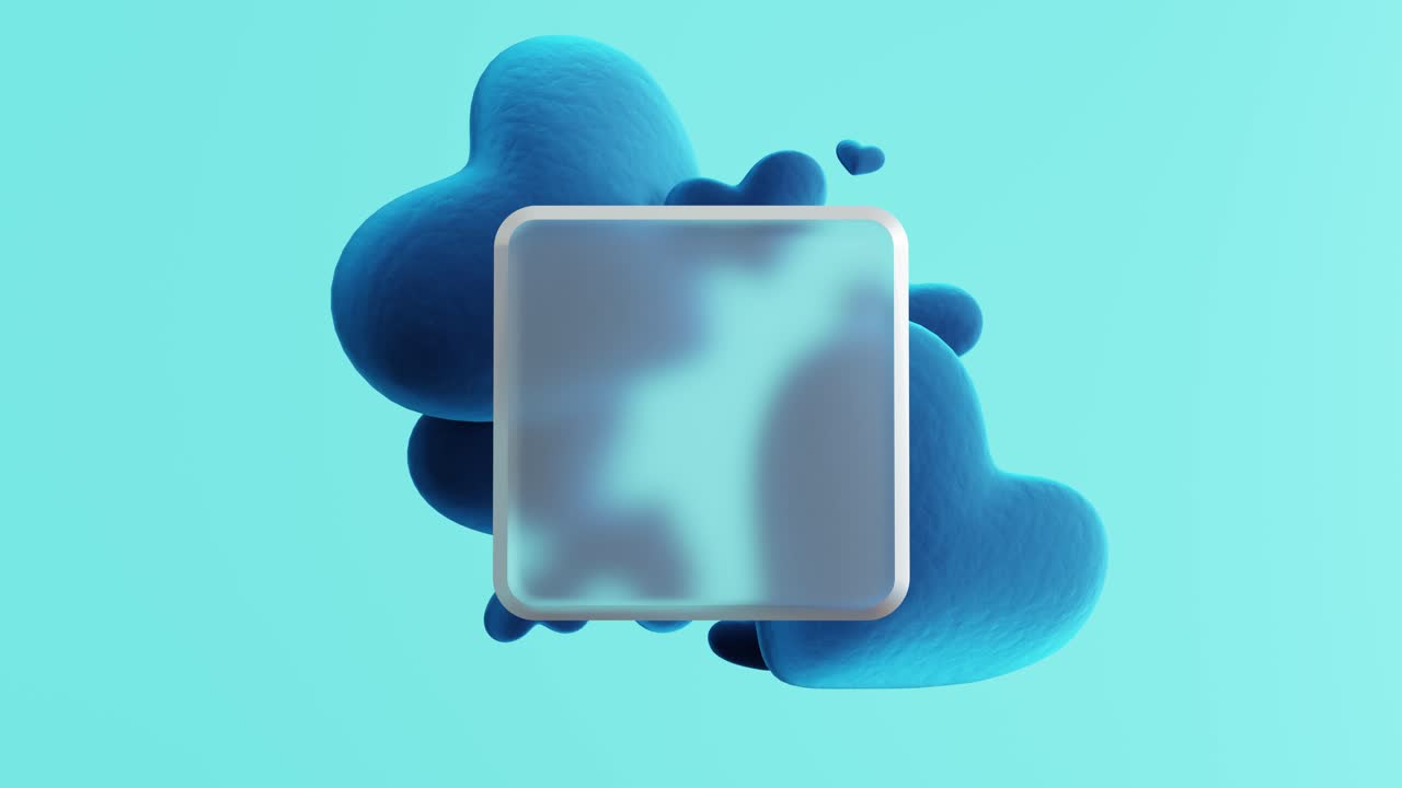 3D rendering of matte square against blue hearts
