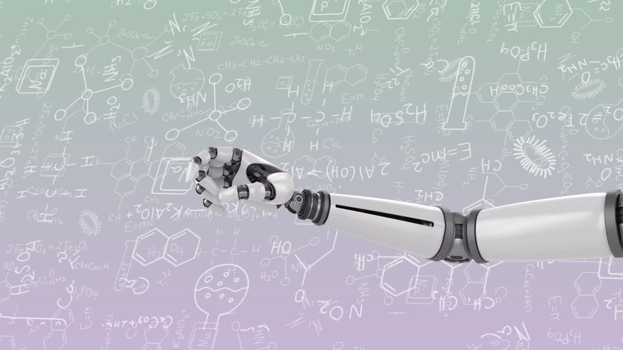 Chemical formulas and molecular structures on gradient background with animation