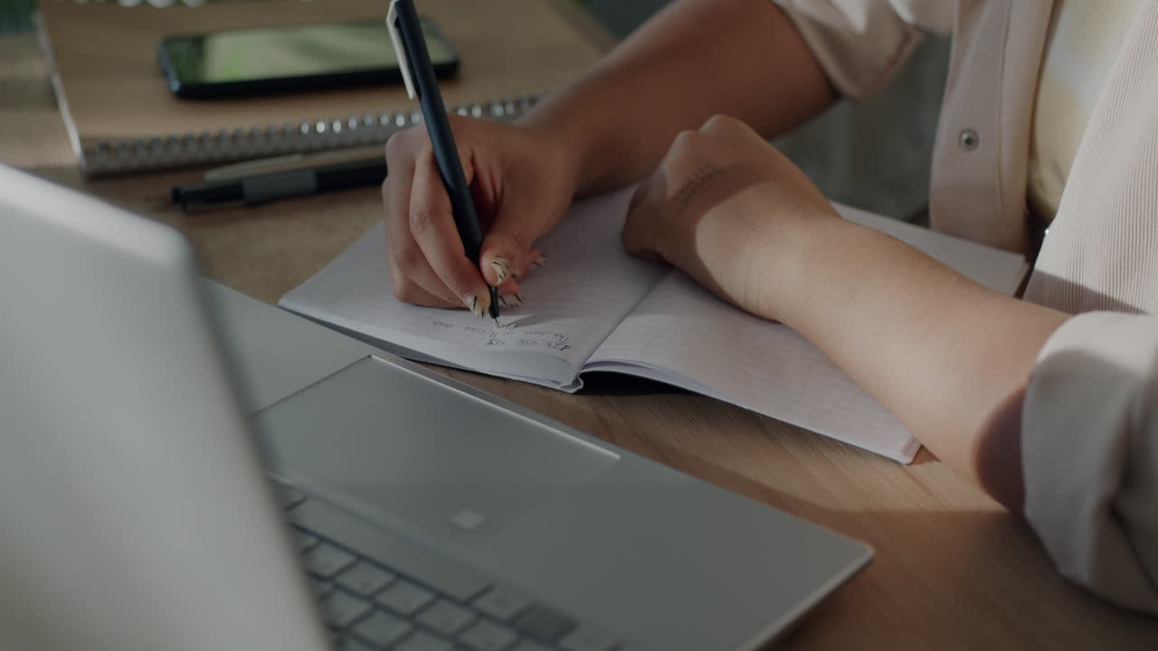 Woman studying at her home office